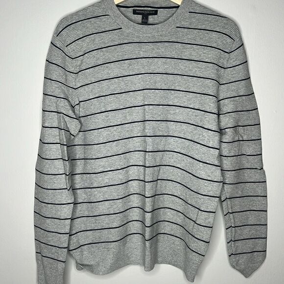 Men’s Large Stripe Grey Banana Republic Causal Top - Picture 1 of 3